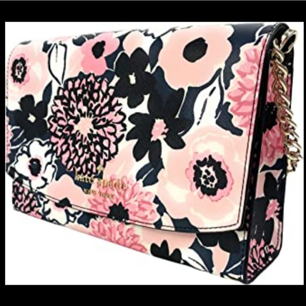 NWT KATE SPADE DAHLIA CROSSBODY FLORAL PINK MULTI GOLD CHAIN